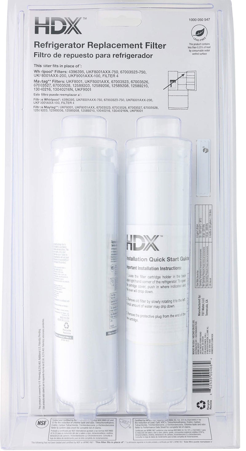 HDX FMM-2 Replacement Water Filter / Purifier for Whirlpool Refrigerators (2 Pack) - Image 2